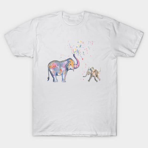 Mom and Baby Elephant T-Shirt by NikkiMokshaDesigns